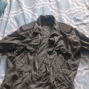 Studded Military Style Button Down